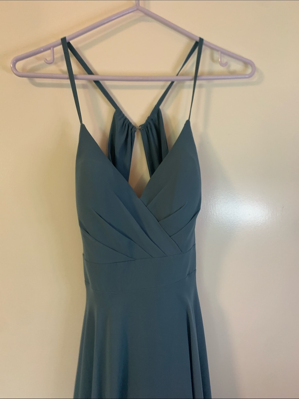 Azazie Teal Green Spaghetti Strap Prom Dress